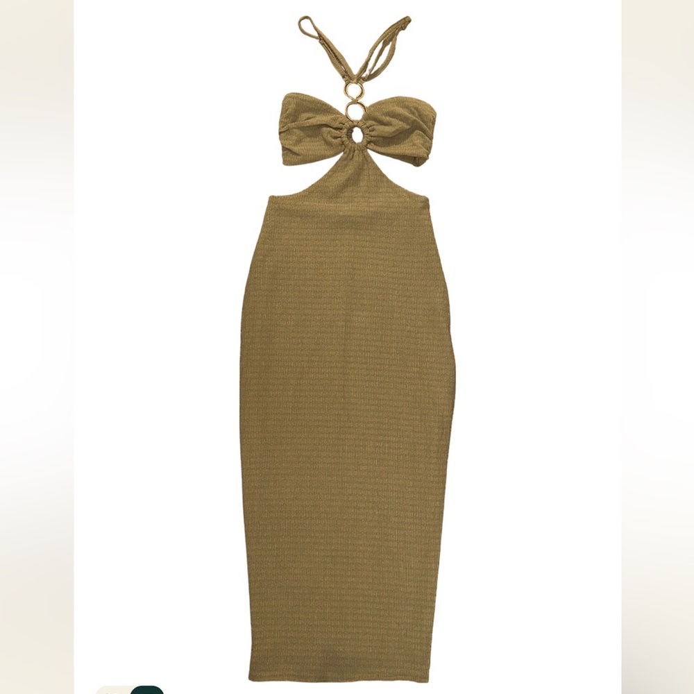 SHOWPO Olive Green Halter Midi Dress